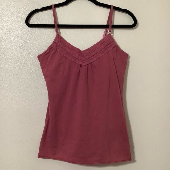 SO Vintage Y2K Raspberry Pink Lace Trim Dainty Slinky Camisole Size Large - Picture 1 of 12